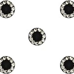 Comet Busters Round Black Velvet Bindi With Diamond Stone Border (7mm) (BIN1591)-image-7