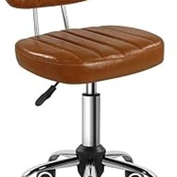 BFTOU Square Swivel Stool with Wheel Perfect for Work SPA Shop Massage Height-Adjustable and Cost-Effective Rolling Stool Chair with Back (Brown)-image-57