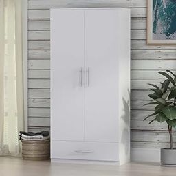 ABBAJI INTERIORS Engineered Wood Two-Door Wardrobe 1 Shelves and 1 Drawer-Cabinet Wardrobe Living Room (White Color)-Length 30inch,Width 19inch,Height 75inch-image-28