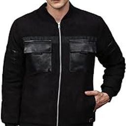 Men Solid Stylish Full Sleeve Black Casual & Bomber Jackets-picture-19