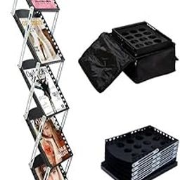 JAISHTEC A4 iron Portable Freestanding Magazine Rack, Metal Zigzag Catalogue/Magazine,Literature Stand Rack | Books Organizer Silver color-picture-27