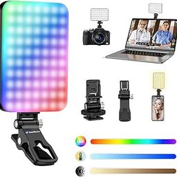 OmniMaster RGB Selfie Light with APP Control, 96 LED 2000mAh Rechargeable, Cold Shoe Mount as Camera Light, Portable Front & Back Phone Clip for TikTok, Video Conference Light for Laptop-image-65