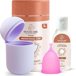Senziwash Sterilizer Case & Truecup Reusable Menstrual Cup With Cupwash For Women|Portable Cleaning Container & Microwave Steamer (Large Combo(Lavender)),3 Count-picture-12