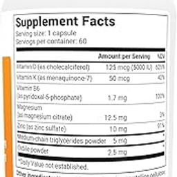 Athinika Nutrition D3 K2 Vitamin 5000 IU w/MCT Oil - Includes 50 mcg MK7 Vitamin K2, Purified Bile Salts, Zinc & Magnesium for Ultimate Absorption - Supplement - 60 Capsules-0