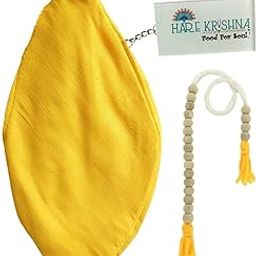 Hare Krishna Food For Soul Yellow Japa Mala Bag-Gomukhi Jaap Mala Bag-Bead Bag with Sakshi Mala & Keychain (Combo)-image-66
