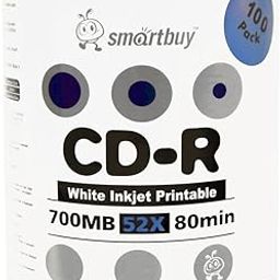 Smartbuy 700mb 80min 52x CD-R White Inkjet Hub Printable Blank Recordable Media Disc 100-Disc 100-Disc-image-20