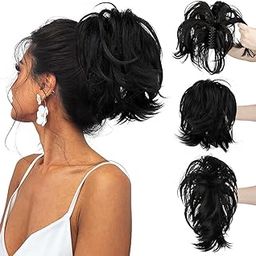 PRAVRAJYA Claw Clip Messy Hair Buns Ash Blonde Curly Wavy Hairpieces Updos Chignon Synthetic Hair Scrunchies Hair Bun Hair Pieces for Women - Brown (Pack of 1PCS)-0