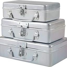 Shivhomeworld Aluminium Multi-Purpose Pooja Peti Box (Silver) -3 Pieces Set, Rectangular-image-86