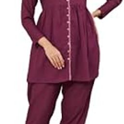 Women's Maroon embroidered Co-ord Set | Co-ord Set With Pant And Top-image-10
