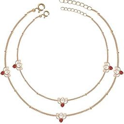 Silver Lotus Kundan 3 Motifs Anklet In for Women Pure Silver 925, Sterling Silver Jewellery with Certificate of Authenticity & 925 Silver Anklet for Women-image-4