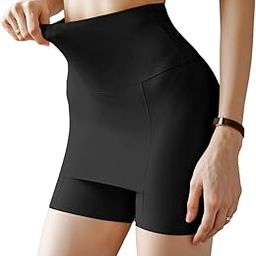 Slip Short for Women Modesty Layer with Front Piece for Smoothing Under Clothing, Nylon Ice Silk High-Waisted Short Underwear Garment Anti-Chafing Shorts for Dress, Skirt, L, Black-image-74
