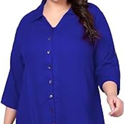 Women's Plus Size Solid Rayon Longline Casual Shirts (2XL to 7XL)-image-1