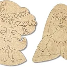 Craft Shop India MDF Traditional Traditional Rajasthani Decorative Ram Ram Sa & Padharo Sa Welcome Men & Lady Cutout with Engraving for Hanging, Decoration, Resin Art & Craft DIY-image-40