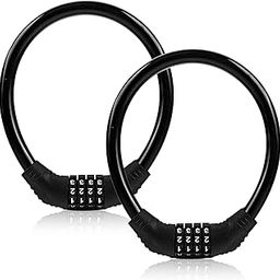 Bike Lock Cable, Bike Locks Heavy Duty Anti Theft, 2 Pcs Security 4 Digit Resettable Combination Bike Cable Lock, Portable Code Lock Cable for Bicycle, Black, Multicolor-image-14