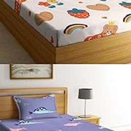 ELSTONE Home Cartoon Printed 2 Pcs Single Bedsheet for Kids with 2 Pillow Cover, Size 60x90 Inches. Super Soft Glace Cotton Bedsheet Special for Gifting Birthday, Baby Shower, New Born Baby (ISH36)-image-92