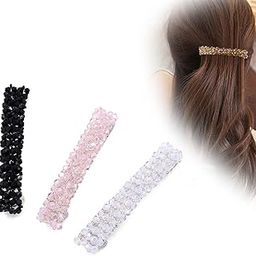 ZIBUYU® Hair Pins for Women Girls Stylist Shiny Barrette Rhinestone Non-Slip Hair Pins Clips for Hair Accessories Elegant for Women & Girls Gifting (Pink, Black, White) - 3 Pcs-image-33