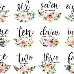 ATORSE 12 Count Baby Milestone Monthly Stickers with Flower Precious Growth Memory-image-99