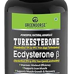 GREENDORSE Turkesterone with Ecdysterone Powerful Natural Dual sterone Action- For increased Workout efficiency, Lean muscles, Muscle growth & Recovery- 60 Veg Capsules-32