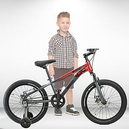 FitTrip Breaker 20T Lightweight Kids Cycle with disc brakes for 6-10 years Boys & Girls | Diamond Shine Paint | Adjustable Seat | Stylish 20 inch Bike with training wheels | 90% installed (Active Red)-image-63
