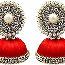 Handmade Silk Thread Jhumki Earrings for Women-image-8