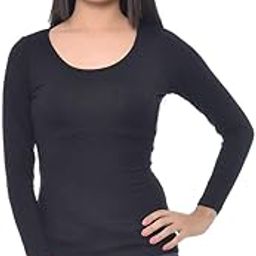 Scoop Neck Modal Spandex Black Top for Women(XS-4XL)-image-42