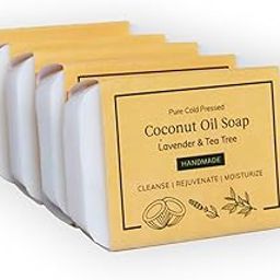 Kaprica Natural Handcrafted Pure Cold Pressed Coconut Oil Soap- Lavender and Tea Tree (pack of 5)-12