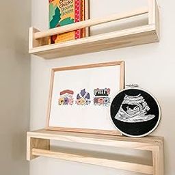 SKYFUN (LABEL) Wooden Nursery Floating Shelves – Wall Mounted Bookshelf for Baby Room, Kids Room Playroom for Storage & Décor – Ideal for Books, Toys Essentials (2, Medium)-4