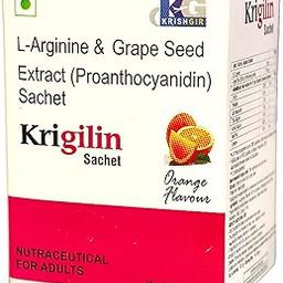 Krigilin Sachets | L-Arginine 3gm & Grape Seed Extract | Pre-Workout Supplement for Men & Women | Heart Health & Antioxidant Support | Orange Flavour | 10g Each Sachet | PACK OF 10 Pouches | L Arginine Supplements-image-81