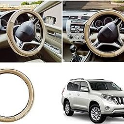 EXCHANGE CARTRENDING Microfiber Leather Auto Car Steering Wheel Cover for Toyota Land Cruiser Prado 15 inch, Beige | Pack of 1-image-53