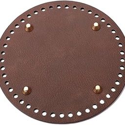 DIY Crochet Bag Bottom Pad with Holes Purse Bottom Base PU Leather - Circle - 15cm-image-4