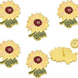 6 Pcs Enamel Sunflower Pin Alloy Daisy Brooch Pin Jewelry for Backpack Corsage Lapel Scarf Clothing Accessories-image-6