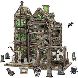 DIY Miniature House Kits for Adults - 3D Wooden Puzzle Haunted House for Teenagers, Decorative Bookends for Office, Home, Desk, Mini Tiny Dollhouse Ideal for Halloween, Christmas, Friends-image-29