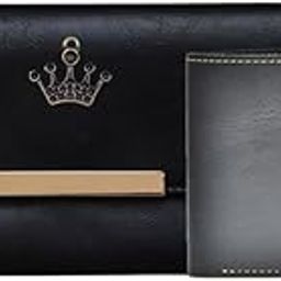 Men's and Women's Default Charm Wallet | Men's and Women's 2 Pcs Classy Leather Wallet | Couple Gift Combo (Black)-35