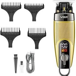 VGR V-975 Professional Rechargeable cordless Pro Self Haircut Hair Clipper, Beard trimmer with Digital Display & Hanging Loop Stainless steel Blades USB Charging cable 3 Guide Combs for men (Yellow)-image-9