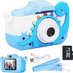 Wembley Kids Digital Camera Compact Dino Design Selfie Camera Video Recorder Photo Capture Games 4GB SD Card 2.0 Inch Screen for Girls Boys 4+ 5 6 7 8 - Blue-19