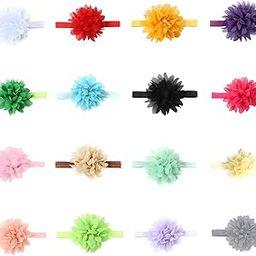 SYGA 16 Pcs Baby Headband with Fabric Flower Soft, Stretchable Hairband for Newborns, Infants, and Toddlers (0-3 Years)-image-27