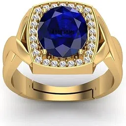 anuj sales 11.00 Ratti 10.00 Carat Certified Original Blue Sapphire Gold Plated Ring Panchdhatu Adjustable Neelam Ring for Men & Women by Lab Certified-picture-18