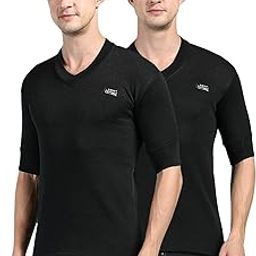 Lux Cottswool Men's Pack of 2 Half Sleeves V Neck Thermal Top-image-9