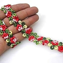 Strala Multicolor Laces for Dresses, Sarees, Lehenga, Suits, Bags, Decorations, Borders, Crafts and Home Décor,Blouse (3 mtr) Design-849 (Red)-image-72