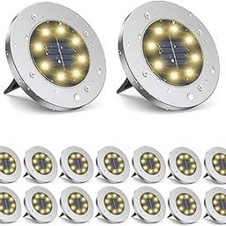 ZGWJ Solar Ground Lights - 16 Pack Waterproof Solar Garden Lights with Warm White Bright In-Ground Landscape Fixtures for Pathway, Yard, Deck, Lawn, Patio, Walkway-image-12