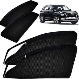 Autofact Magnetic Car Sunshades Compatible with Hyundai Creta New (2020 to 2024) (Set of 4) – Easy Installation, UV Protection, Keeps Car Cool (Front 2 with Zippers, Rear 2 Without Zippers)-28