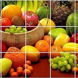 Kaushiki Collection Waterproof Kitchen Veg and Fresh Fruits Wallpaper/Wall Sticker Multicolour - Kitchen Wall Coverings Area (60Cm X 91Cm)-image-61