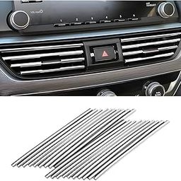 20 Pieces Car Air Conditioner Decoration Strip for Vent Outlet, Universal Waterproof Bendable Air Vent Outlet Trim Decoration, Suitable for Most Air Vent Outlet, Car Interior Accessories (Silver)-image-47