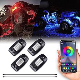 CLOUDSALE ; Your Store. Your Place LED Rock Lights - Multicolor Exterior Light RGB Underglow Neon Lights 4 Pods with APP Control Music Mode for Truck Car UTV ATV SUV Jeep 4X4-10