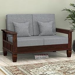 NATRAJ ART & CRAFT Sheesham Wooden 2 Seater Sofa for Living Room | Rosewood 2 Seater Cushion Sofa with Side Newspaper Holder for Home & Office | Solid Wood Sofa Set for Lounge (Walnut, 2 Seater)-image-9