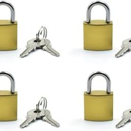 Small Brass Polished Locks with 2 Pcs Keys, Mini Padlocks 25mm for Luggage, Backpacks, Gym Bags, Jewelry Box, Diaries, Safety Lock Pack of 4-image-89