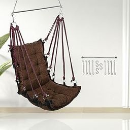 curio centre Swing/Swing for Balcony/Swing for Adults/Swing Chair for Adults for Home/Hammock Swing for Adults/Swing Chair Wooden - Brown (200 Kgs Capacity, Free Hanging Accessories)-image-60