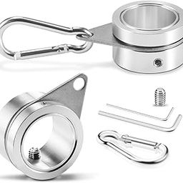 BONWIN Flag Pole Rings, 1" Spinning Flagpole Ring Clips, 2 Pcs Aluminum Alloy & Steel 360° Rotating Anti Wrap Flag Mounting Rings with Snap Carabiners for 0.75-1.02 Inch Diamete Flagpole (Φ1, Silver)-picture-12