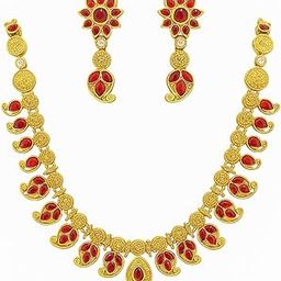 Traditional Royal Kashi Gold-Plated Necklace set-with matching earrings-for Women and Girls-image-30