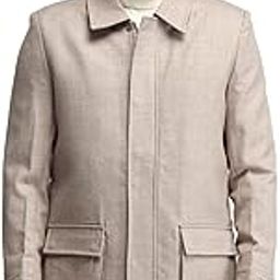 Mens Beige Solid Long Sleeve Polyester Classic Jacket-image-37